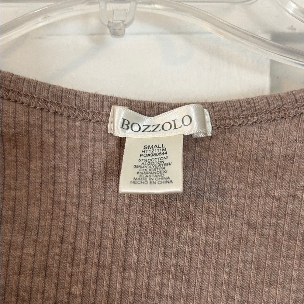 Bozzolo Womens Ribbed Crop Top Brown Small Fitted 3 Button Festival Concert - Picture 3 of 10